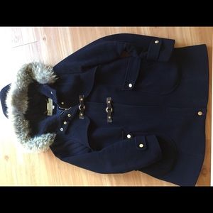 Trina Turk navy blue wool coat